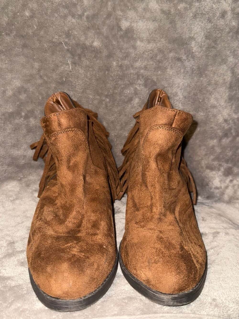 Faded Glory Brown Fringed Ankle Boots Size 7.5